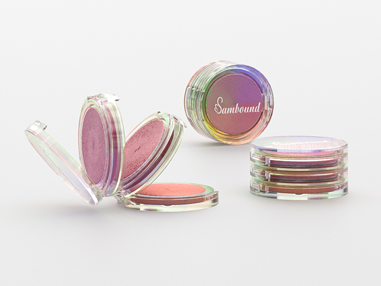 化妆品生产厂家定做电镀幻彩粉饼盒